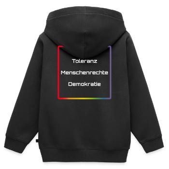 Regenbogen Toleranz Menschenrechte Demokratie - Kinder Premium Organic Zip Hoodie - Schwarz - Hinten - AI Model Kid Male (0cm)