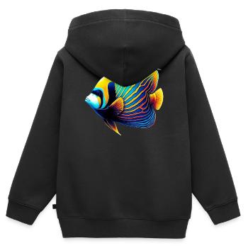 Kaiser-Engelsfisch - Kinder Premium Organic Zip Hoodie - Schwarz - Hinten - AI Model Kid Male (0cm)