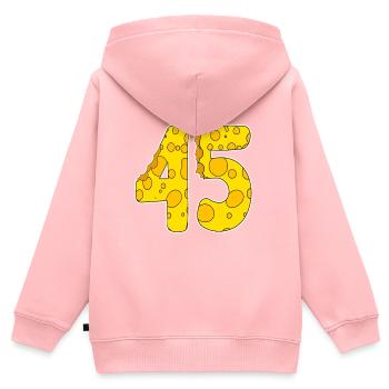 45 years of Lustig Käse - Kids Premium Organic Zip-up Hoodie - rose - Back - AI Model Kid Female (0cm)