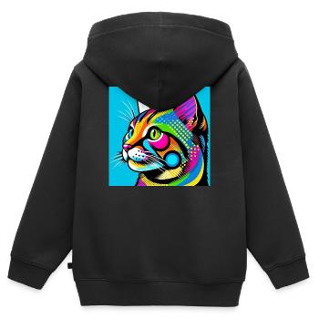 Katze Pop Art - Kinder Premium Organic Zip Hoodie - Schwarz - Hinten - AI Model Kid Male (0cm)
