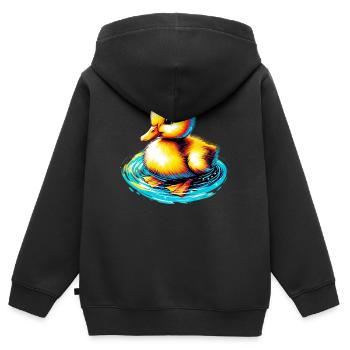 Caneton Canard Canard - Sweat Premium à capuche zippé enfant bio - noir - Dos - AI Model Kid Male (0cm)