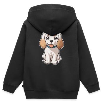 Chien mignon - Sweat Premium à capuche zippé enfant bio - noir - Dos - AI Model Kid Male (0cm)