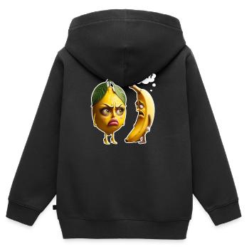 Zitrone vs Banane: Streit im Obstkorb - Kinder Premium Organic Zip Hoodie - Schwarz - Hinten - AI Model Kid Male (0cm)