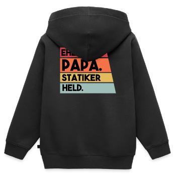 Mari, Papa, Ingénieur en structure, Héros - Sweat Premium à capuche zippé enfant bio - noir - Dos - AI Model Kid Male (0cm)