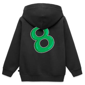 Huit - 8 - Vert - Sweat Premium à capuche zippé enfant bio - noir - Dos - AI Model Kid Male (0cm)