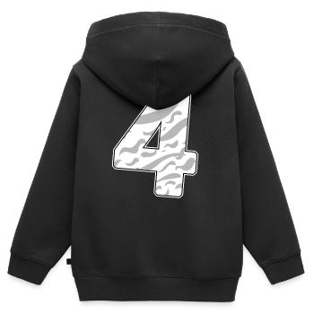 4 - Vier - Kinder Premium Organic Zip Hoodie - Schwarz - Hinten - AI Model Kid Male (0cm)
