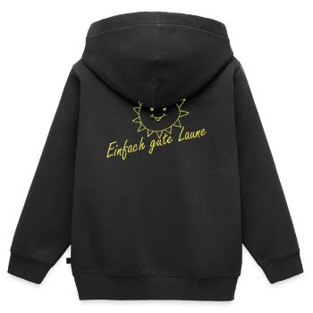 Einfach gute Laune - Kinder Premium Organic Zip Hoodie - Schwarz - Hinten - AI Model Kid Male (0cm)