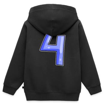 4 - Vier - Kinder Premium Organic Zip Hoodie - Schwarz - Hinten - AI Model Kid Male (0cm)