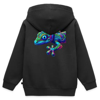 Gecko - Kinder Premium Organic Zip Hoodie - Schwarz - Hinten - AI Model Kid Male (0cm)