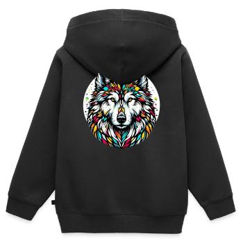 Loup - Sweat Premium à capuche zippé enfant bio - noir - Dos - AI Model Kid Male (0cm)