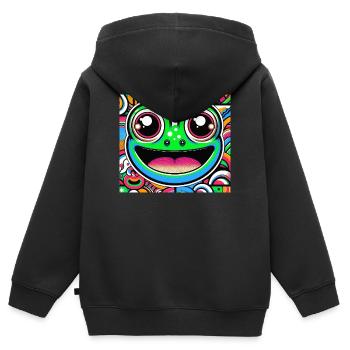 Frosch Pop Art - Kinder Premium Organic Zip Hoodie - Schwarz - Hinten - AI Model Kid Male (0cm)