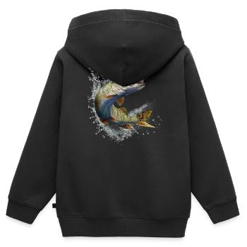 Hecht - Kinder Premium Organic Zip Hoodie - Schwarz - Hinten - AI Model Kid Male (0cm)