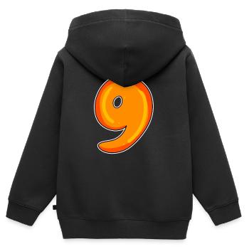 Neuf - 9 Motif - Sweat Premium à capuche zippé enfant bio - noir - Dos - AI Model Kid Male (0cm)