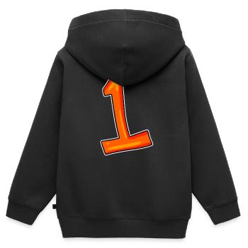 Nummer 1 - Kinder Premium Organic Zip Hoodie - Schwarz - Hinten - AI Model Kid Male (0cm)