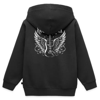 Rock & Roll Guitar - Kinder Premium Organic Zip Hoodie - Schwarz - Hinten - AI Model Kid Male (0cm)