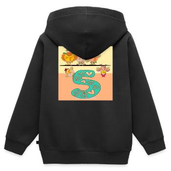 5. Kindergeburtstag - Hühnerstall Hühner - Kinder Premium Organic Zip Hoodie - Schwarz - Hinten - AI Model Kid Male (0cm)