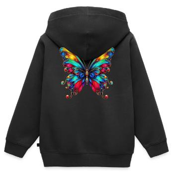 Schmetterling - Kinder Premium Organic Zip Hoodie - Schwarz - Hinten - AI Model Kid Male (0cm)