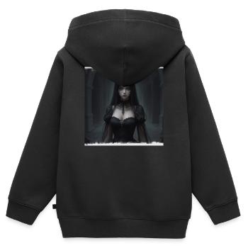 Gothic Nachtkorridor Schwarze Dame - Kinder Premium Organic Zip Hoodie - Schwarz - Hinten - AI Model Kid Male (0cm)