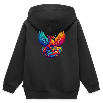 Hyper Flammes du phénix majestueux - Sweat Premium à capuche zippé enfant bio - noir - Dos - AI Model Kid Male (0cm)