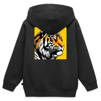 Tigre Pop Art - Sweat Premium à capuche zippé enfant bio - noir - Dos - AI Model Kid Male (0cm)