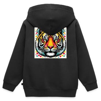 Tiger Pop Art - Kinder Premium Organic Zip Hoodie - Schwarz - Hinten - AI Model Kid Male (0cm)