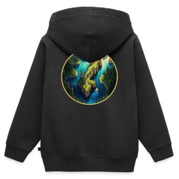 Fantasy Schweden Karte - Kinder Premium Organic Zip Hoodie - Schwarz - Hinten - AI Model Kid Male (0cm)