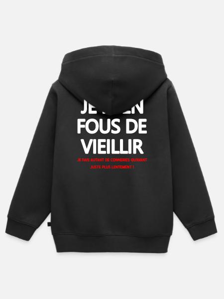 T shirt Humour Vintage Jeunesse - Sweat Premium à capuche zippé enfant bio - noir