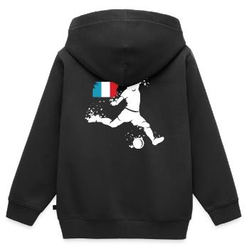 Joueur de football Blast France - Sweat Premium à capuche zippé enfant bio - noir - Dos - AI Model Kid Male (0cm)
