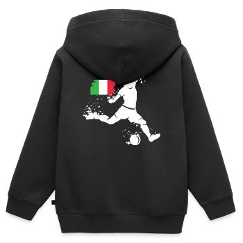Équipe d’Italie de football Joueur Blast - Sweat Premium à capuche zippé enfant bio - noir - Dos - AI Model Kid Male (0cm)