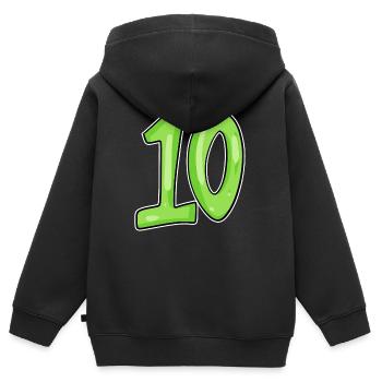 Dix numéros 10 Nombre - Sweat Premium à capuche zippé enfant bio - noir - Dos - AI Model Kid Male (0cm)