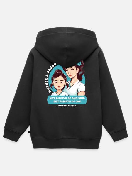 Madre e hija - Sudadera Premium con capucha y cremallera infantil orgánica - negro