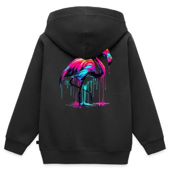 Rosa Flamingo - Kinder Premium Organic Zip Hoodie - Schwarz - Hinten - AI Model Kid Male (0cm)