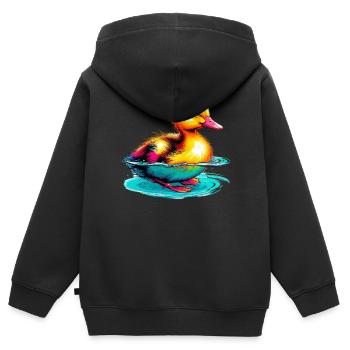 Caneton Canard Canard - Sweat Premium à capuche zippé enfant bio - noir - Dos - AI Model Kid Male (0cm)