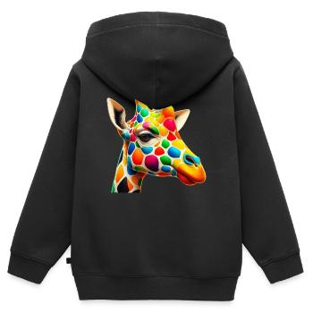 Giraffe farbig und bemalt wie Harlekin - Kinder Premium Organic Zip Hoodie - Schwarz - Hinten - AI Model Kid Male (0cm)