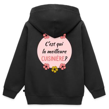 CUISINIERE - Sweat Premium à capuche zippé enfant bio - noir - Dos - AI Model Kid Male (0cm)