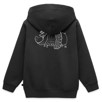Nilpferddame mit Hut und Kleid - Kinder Premium Organic Zip Hoodie - Schwarz - Hinten - AI Model Kid Male (0cm)