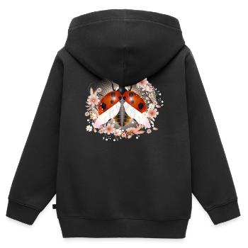 coccinelle rayonnante enchanteresse avec des fleurs - Sweat Premium à capuche zippé enfant bio - noir - Dos - AI Model Kid Male (0cm)
