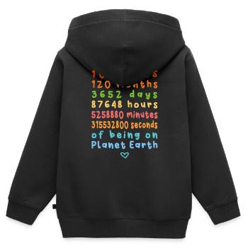 10 ans Anniversaire - Sweat Premium à capuche zippé enfant bio - noir - Dos - AI Model Kid Male (0cm)