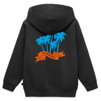 Camping Palmiers Banderole Camping Vacances Fan Camper - Sweat Premium à capuche zippé enfant bio - noir - Dos - AI Model Kid Male (0cm)