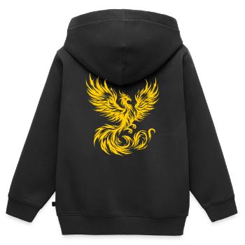 Phoenix de feu - Sweat Premium à capuche zippé enfant bio - noir - Dos - AI Model Kid Male (0cm)