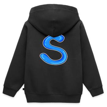 Buchstabe S Anfangsbuchstabe - Kinder Premium Organic Zip Hoodie - Schwarz - Hinten - AI Model Kid Male (0cm)