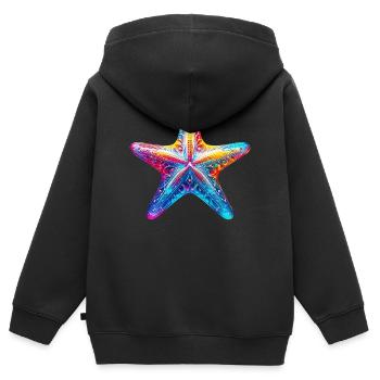 Étoile de mer - Sweat Premium à capuche zippé enfant bio - noir - Dos - AI Model Kid Male (0cm)