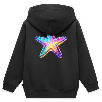 Étoile de mer - Sweat Premium à capuche zippé enfant bio - noir - Dos - AI Model Kid Male (0cm)
