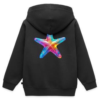 Étoile de mer - Sweat Premium à capuche zippé enfant bio - noir - Dos - AI Model Kid Male (0cm)