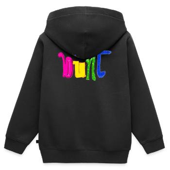 Bunt - Kinder Premium Organic Zip Hoodie - Schwarz - Hinten - AI Model Kid Male (0cm)