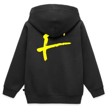 Buchstabe F - Kinder Premium Organic Zip Hoodie - Schwarz - Hinten - AI Model Kid Male (0cm)