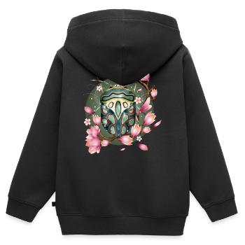 exotique africain effrayant crawly avec des magnolias - Sweat Premium à capuche zippé enfant bio - noir - Dos - AI Model Kid Male (0cm)