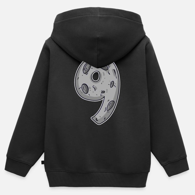 Neuf - 9 Motif de la lune - Sweat Premium à capuche zippé enfant bio - noir