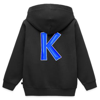 Buchstabe K - Anfangsbuchstabe K - Kinder Premium Organic Zip Hoodie - Schwarz - Hinten - AI Model Kid Male (0cm)