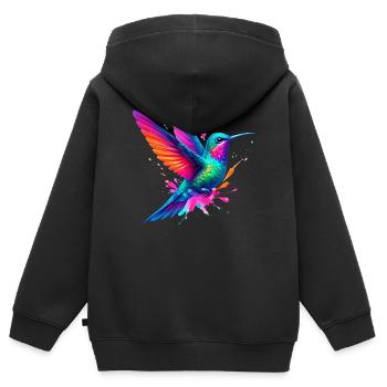 Kolibri - Kinder Premium Organic Zip Hoodie - Schwarz - Hinten - AI Model Kid Male (0cm)